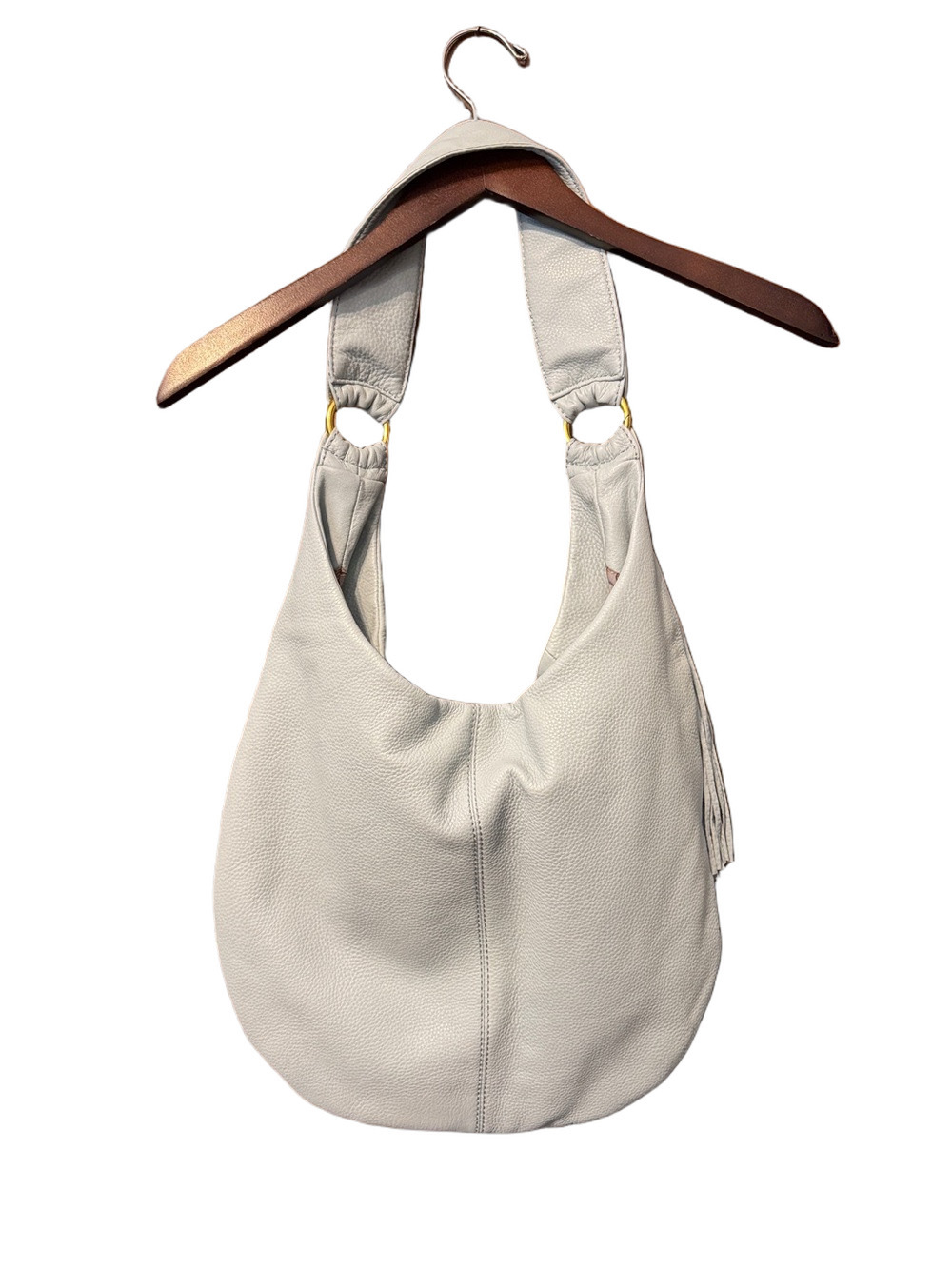 HOBO Gardner Pale Blue Leather Shoulder Bag with Tassel and Dust Bag - Picture 5 of 8